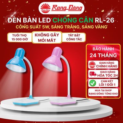 Đèn học Rạng Đông RD-RL-26 5W, ánh sáng thư giãn, chống cận thị, để bàn học/ bàn làm việc