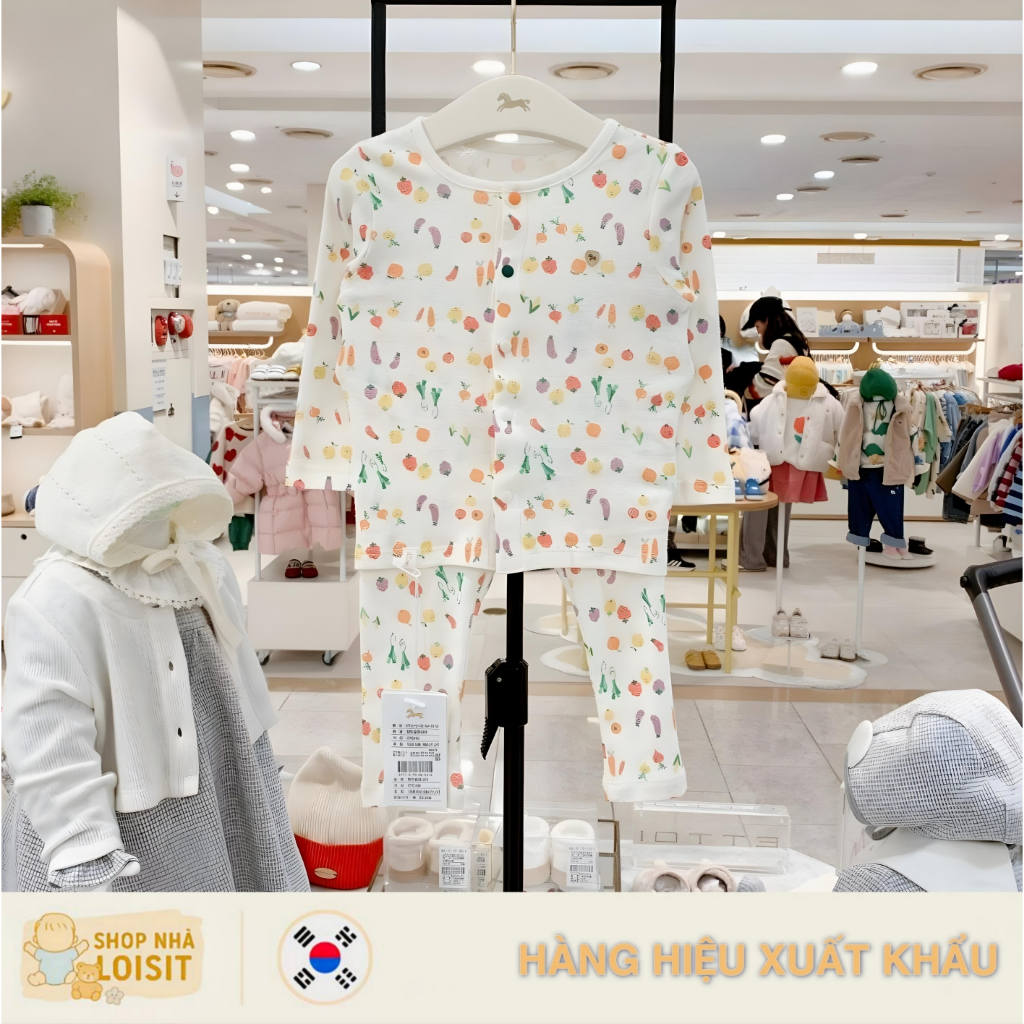 [Size 80-90] [Thay cúc] Bộ Dài Tay Mặc Nhà Bé Gái Ettoi Họa Tiết Trái Cây