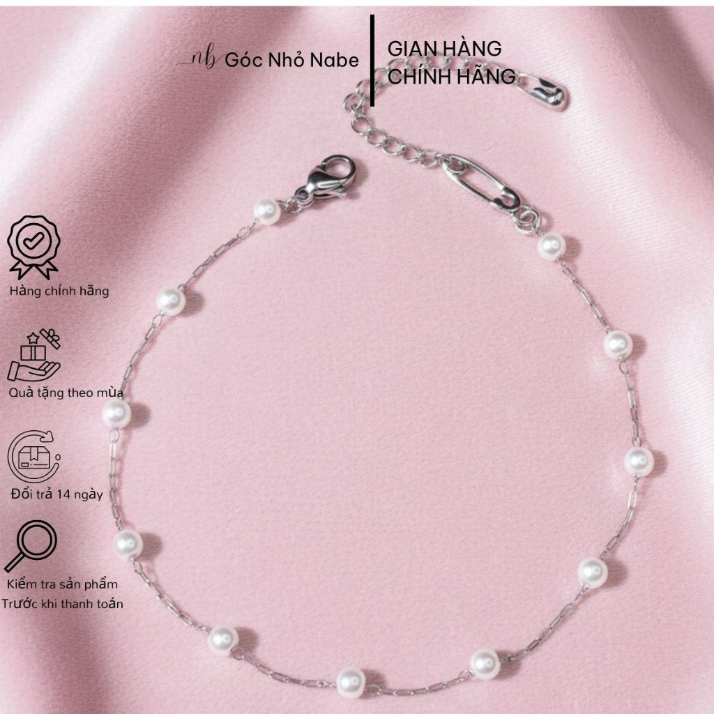 Lắc Chân Safety Pin Ngọc - Vòng Chân Titanium Mini Safety Pin