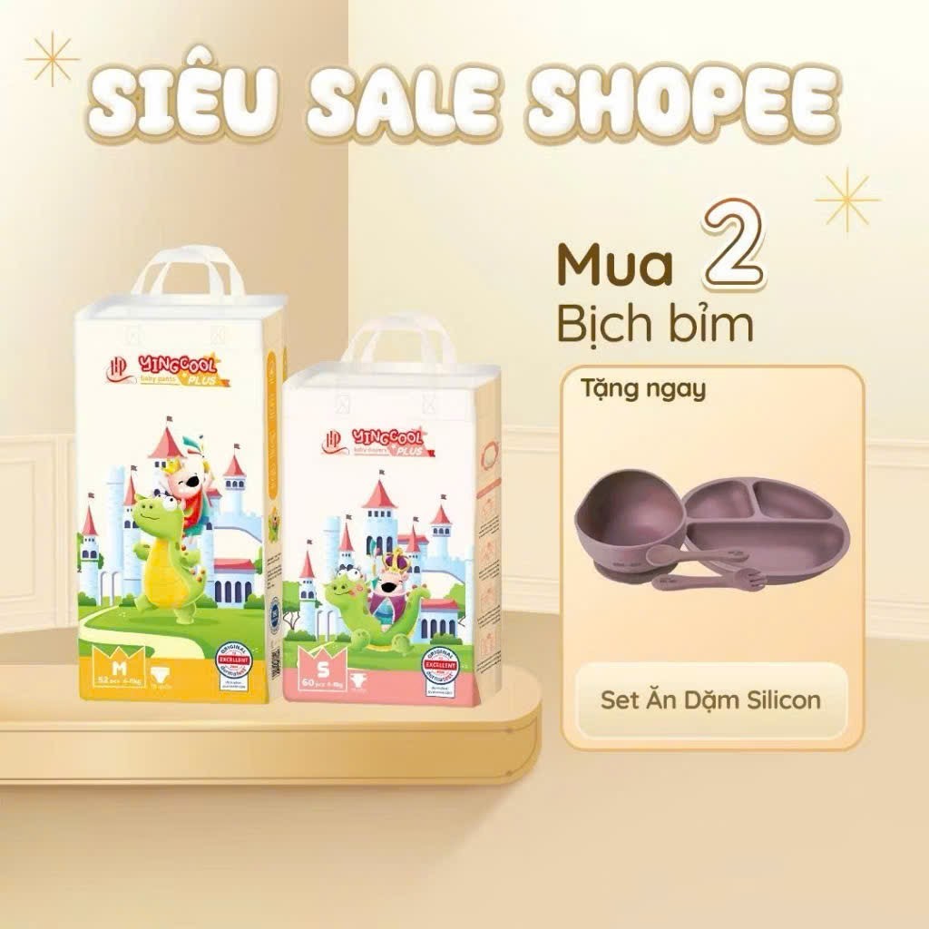 ( 2B - Tặng Set Ăn Dặm ) Bỉm Dán/Quần YINGCOOL PLUS đủ size cho bé NB66/DS60/DM54/QM52/L48/XL44/XXL4