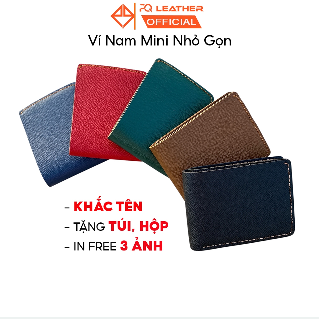 Ví Nam Mini Dáng Ngang Da Epsom May Thủ Công Nhỏ Gọn Bảo Hành 12 Tháng Thương Hiệu PQ Leather PV58