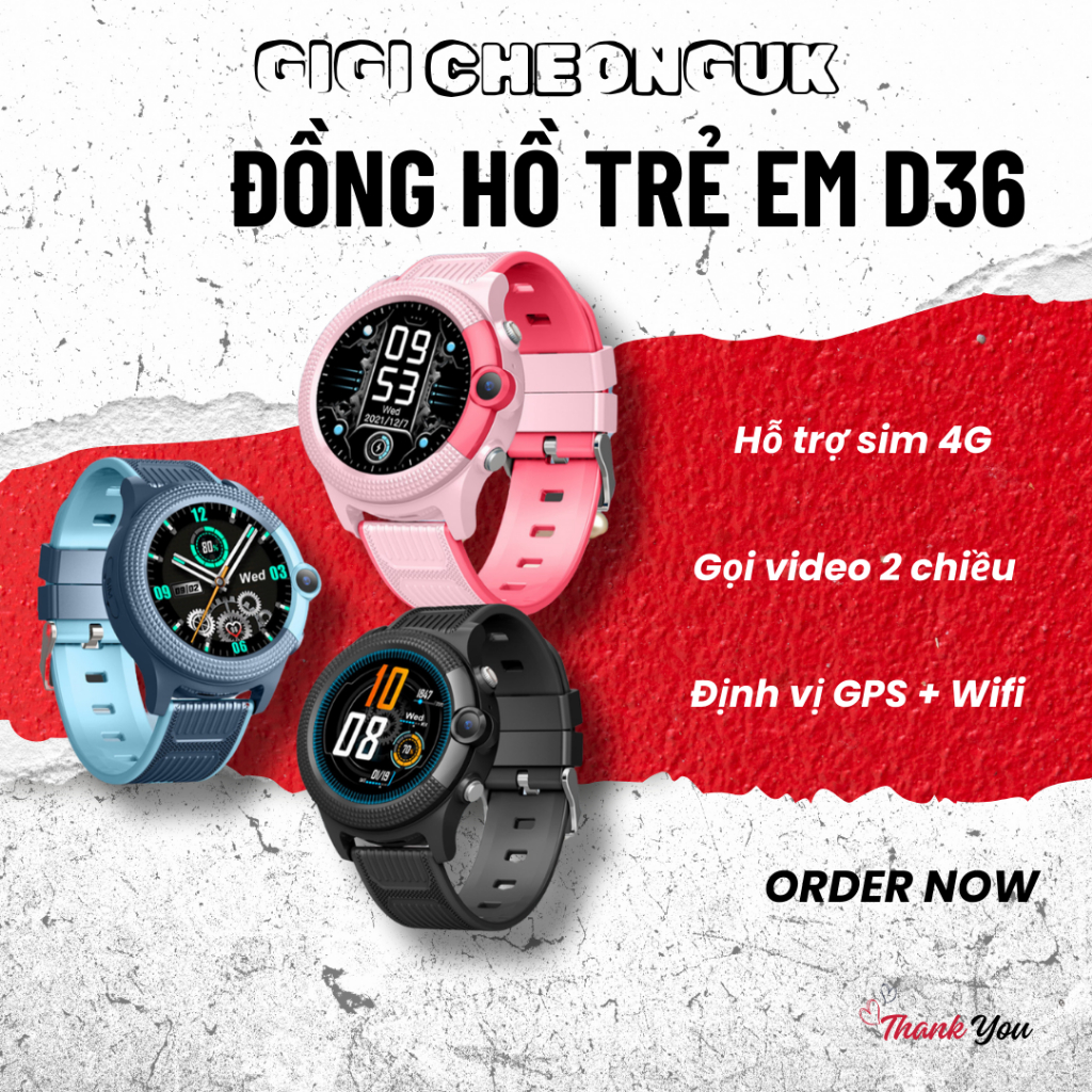 Đồng Hồ Thông Minh D36, Định Vị, Nghe Gọi Đa Video Chức Năng, Định Vị, Lắp Sim Độc Lập Giành Cho Bé
