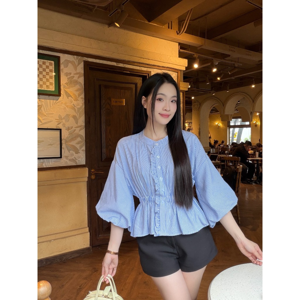 Áo kiểu hottrend nữ cổ trụ nhún eo trẻ trung LAMO - B1503 | BigBuy360 - bigbuy360.vn