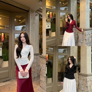  Áo Kiểu Nữ Ren Cao Cấp dáng ôm Cổ V sang trọng LAMO - B1506 