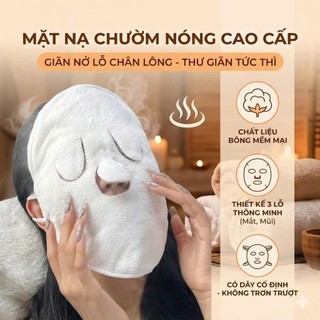 Khăn mặt nạ chườm nóng, khăn bông đắp mặt, ủ ấm, xông hơi làm nóng, thư giãn, dãn nở lỗ chân lông