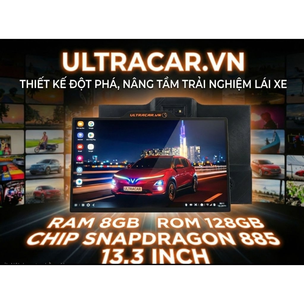 [CHÍNH HÃNG ] BỘ MÀN HÌNH CYBER 13.3 & 16 "  AUTO -Tích hợp all in one - Tự khởi động theo xe -Snapd