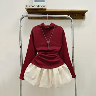  Set Áo Váy Bigsize Nữ Bigsize Cô Nhỏ Áo Cổ Lọ Tay Dài Kèm Chân Váy Bí Bồng Có Bảo Hộ - SET941 