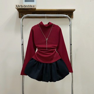  Set Mùa Thu Đậu Bigsize Áo Váy Nữ Cổ Lọ Tay Dài Kèm Váy Bí Bồng Có Quần Bảo Hộ – SET941 