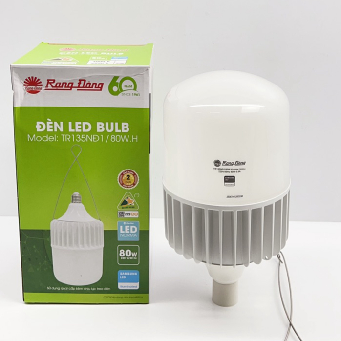 Bóng đèn LED Bulb Rạng Đông TR135NĐ1/ 60W, 80W - Sáng trắng 6500K -Hàng chính hãng Bảo hành 24 tháng