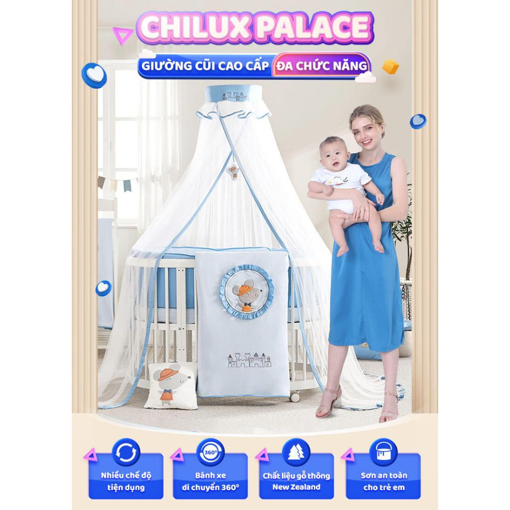 [RẺ NHẤT SÀN] Giường cũi Oval cao cấp Chilux Palace - Nôi tròn cho bé Chilux - Sang trọng và tính tế