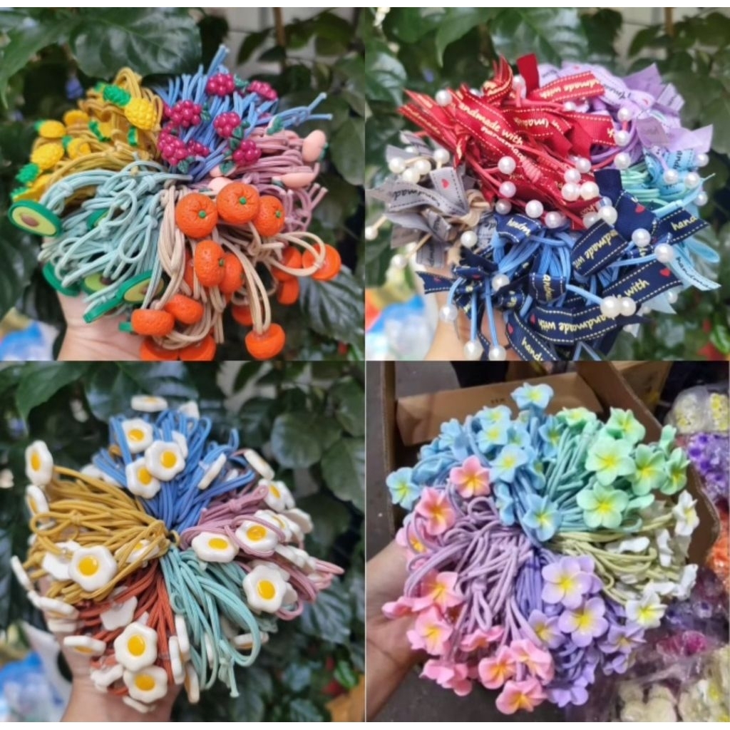 Set 10 dây cột tóc charm hoa, charm hoạt hình dễ thương cho bạn gái ( màu ngẫu nhiên)