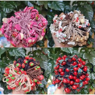 Set 10 dây cột tóc charm hoa, charm hoạt hình dễ thương cho bạn gái ( màu ngẫu nhiên)