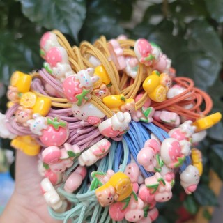 Set 10 dây cột tóc charm hoa, charm hoạt hình dễ thương cho bạn gái ( màu ngẫu nhiên)