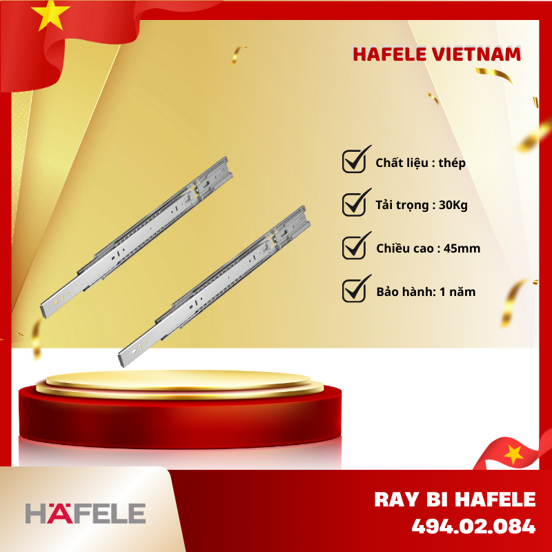 Ray Bi Nhấn Mở Toàn Phần Hafele 494.02.083/494.02.084 - Bảo Hành 12 Tháng - FEM