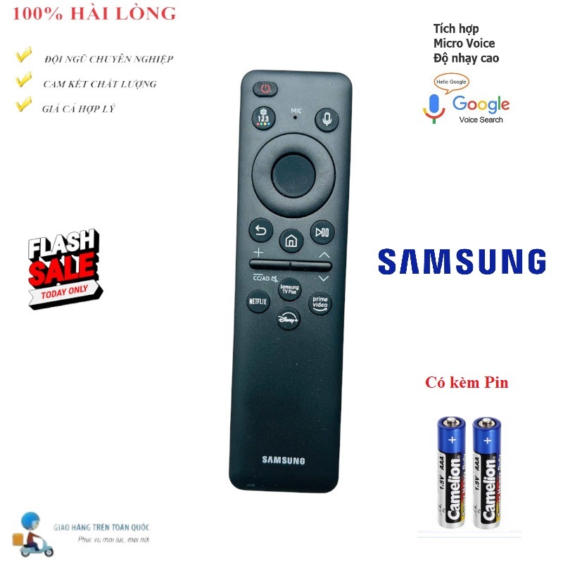 [HÀNG CHẤT LƯỢNG CAO] Điều khiển MẪU NGẮN giọng nói VOICE TV Samsung BẢN MỚI NHẤT_DÙNG PIN TIỂU AAA