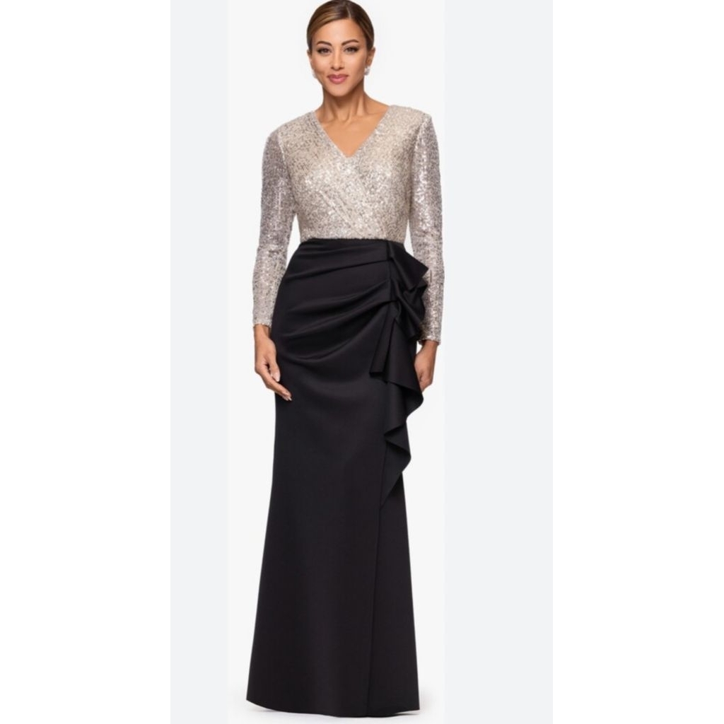 Đầm dạ hội kim sa tay dài XSCAPE size 12