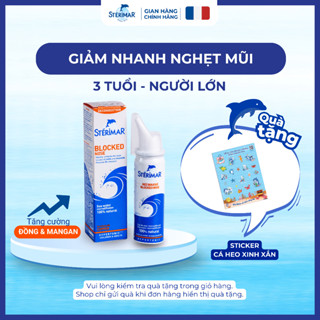   HSD:T10 2026  Xịt Mũi Cá Heo Pháp Giảm Nghẹt Mũi Sterimar Blocked Nose - 50ml  3 tuổi - người lớn  