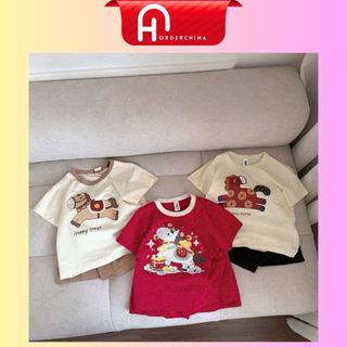  Set 3 bộ cộc tay Happy Horse in hình ngựa 2026 chất cotton mềm mát co giãn cho bé - HNOrderChina 