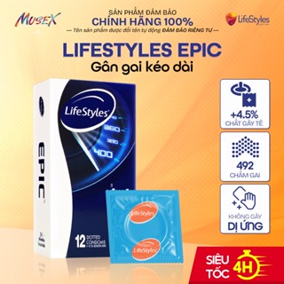   DATE 10.2026  Bao cao su kéo dài thời gian quan hệ bcs có gân gai LifeStyles EPIC 12 bao hộp 