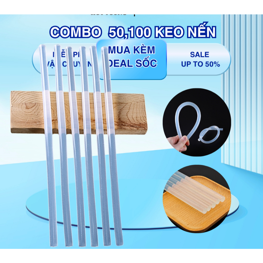 Sỉ combo 50 cây keo nến silicon Keo Nến Dán Dính Siêu Chắc Keo Nến Nhỏ Gọn Thiết Kế Trong Suốt