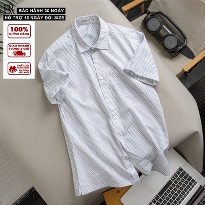 Áo sơ mi Họa tiết tay ngắn vạt ngang, chất vải cotton mềm mịn thoáng mát, form regular - Bravery