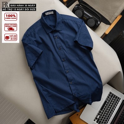 Áo sơ mi Họa tiết tay ngắn vạt ngang, chất vải cotton mềm mịn thoáng mát, form regular - Bravery