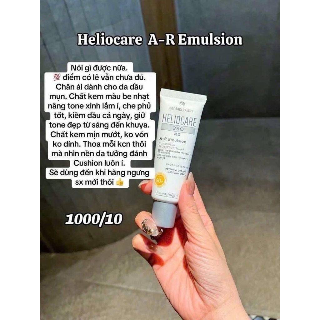 Kem Chống Nắng Heli . ocare 360 MD A-R Emulsion SPF50+ 50ml - Bảo Vệ Tối Ưu, Dịu Da, Không Gây Bít T
