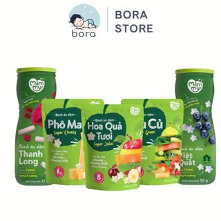  Bánh ăn dặm Mămmy vị rau củ phô mai hoa quả cá tuyết sữa chua giòn tan cho bé 6m+ 