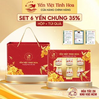  Yến Chưng Sẵn 35% Tổ Yến Tinh Chế – Hộp 6 Hũ 70ml | Yến Việt Tinh Hoa Set Quà Sức Khỏe Biếu Tặng 