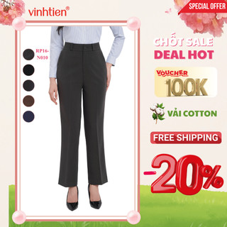  Quần âu nữ ống loe   bát   lưng cao Vĩnh Tiến GTB 449 chất liệu vải mềm mịn thoáng mát đứng form. 