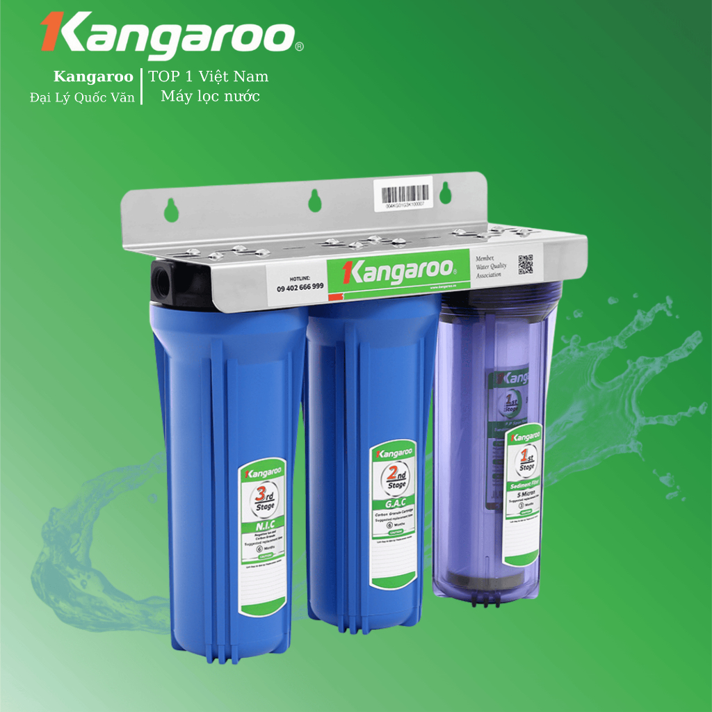 [Hoả Tốc] Bộ cốc lọc đầu nguồn Kangaroo KG01G3 - Kèm lõi lọc thô 123