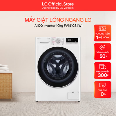 [Outlet S2] Máy giặt lồng ngang LG AI DD Inverter 10kg FV1410S4W1 - Miễn phí lắp đặt