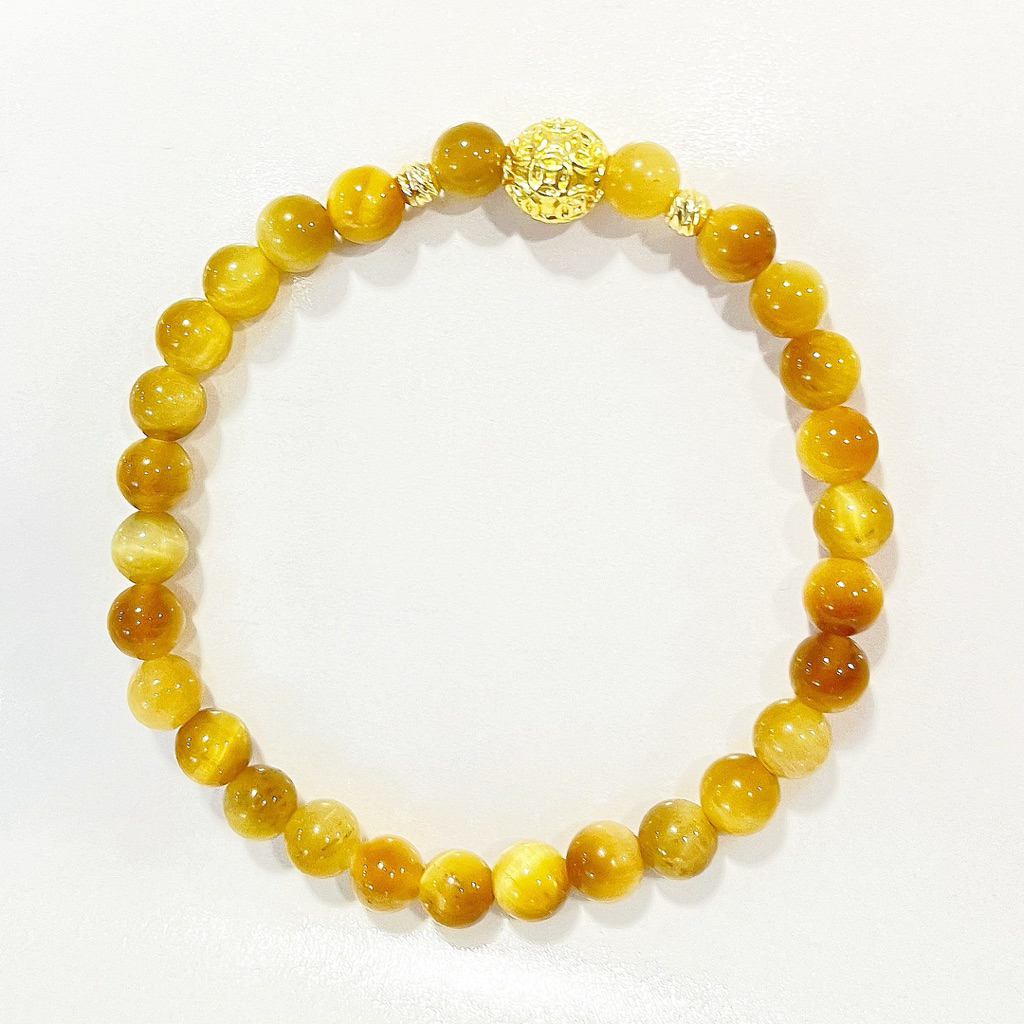 Vòng  tay chuỗi hạt 6li dá mắt ho mix bi kim tien dập đổi 8li và 2 bi titan xi vàng