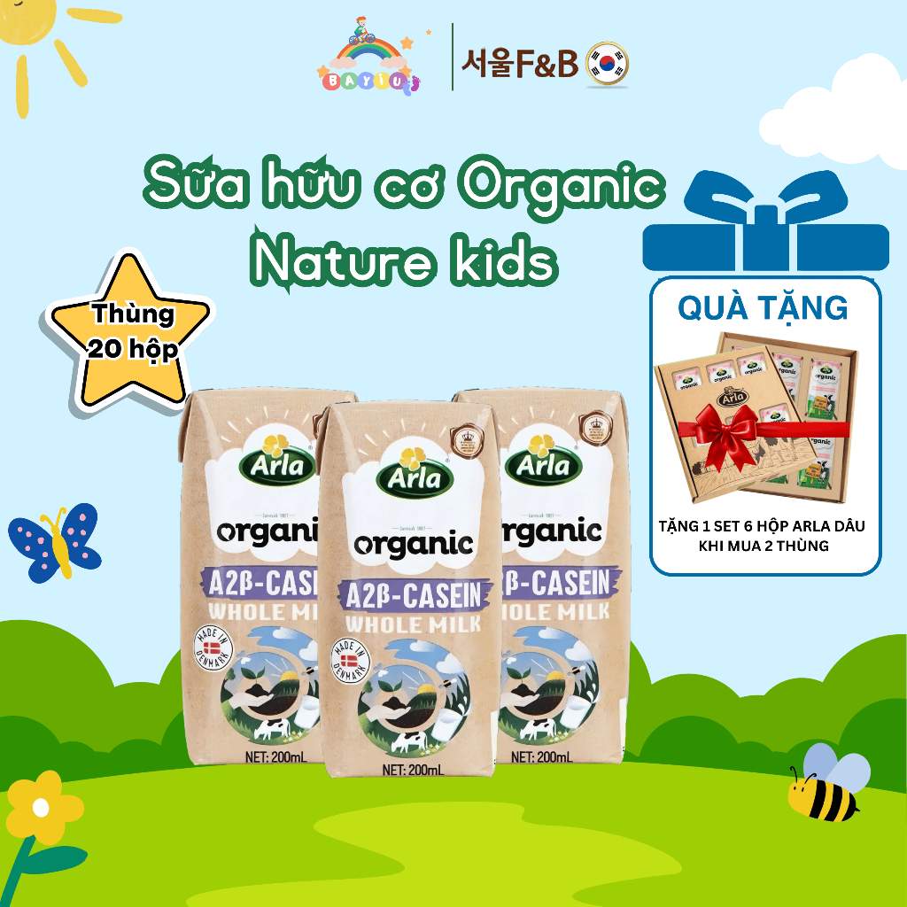 (Mua 2 Thùng Tặng 6 Hộp Arla Dâu ) Thùng Sữa Tươi Arla Hữu Cơ Đạm A2 Đan Mạch - 200ml/ Hộp