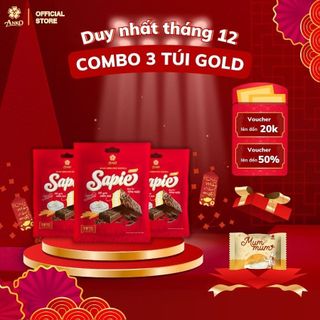  Combo 3 Túi 30 chiếc Bánh Mềm Phủ Socola Sapie Gold 180g – Bánh Ngọt Ăn Vặt Snack Ngon Tiện Lợi 10 Chiếc Túi 