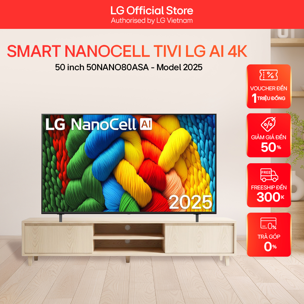 Smart NanoCell Tivi LG AI 4K 50 inch 50NANO80ASA - Model 2025