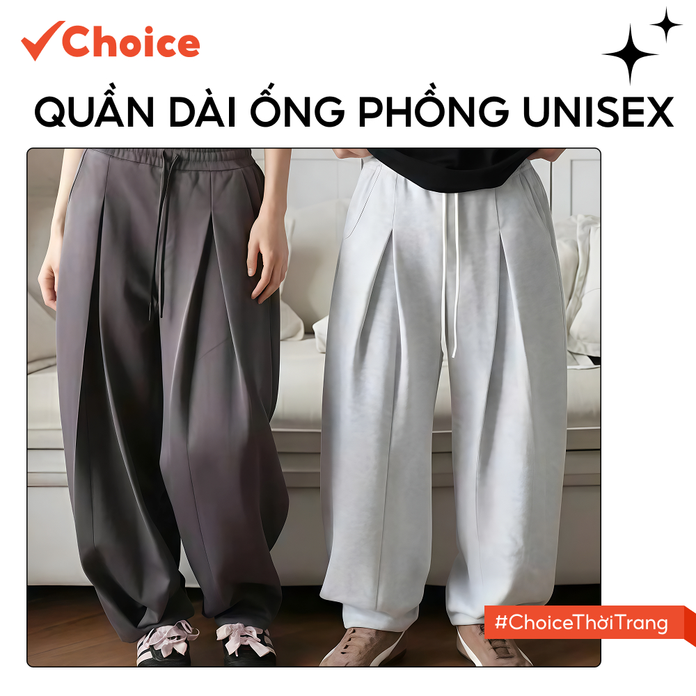 [Choice] Quần Dài Ống Phồng Unisex FA1-2713-9 Cạp Chun, Form Rộng, Streetwear Cá Tính THR5