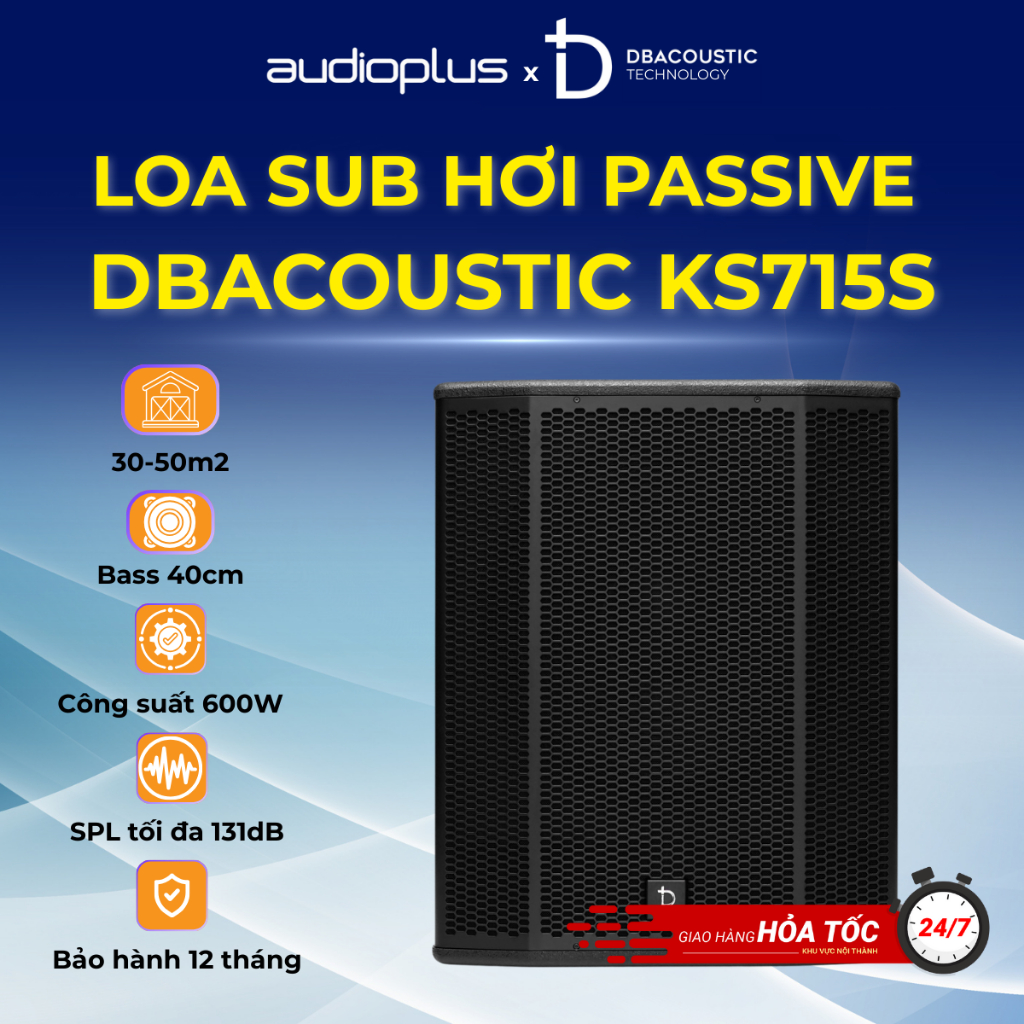 Loa Sub điện DBAcoustic KS715S - 600W, bass 40cm - Mạch Class D - Chính hãng - Bảo hành 12 tháng