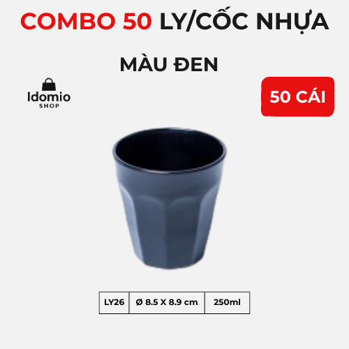 Combo 50 Ly Nhựa Cà Phê Đen Bóng