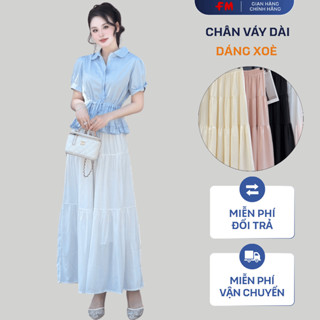  Chân Váy Dài Nữ FM Style Dáng Xoè Tầng Lưng Thun Vải Nhẹ Bay Dễ Thương Phong Cách Hàn Quốc 