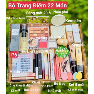  Bộ Trang Điểm 22 Món Makuep Cơ Bản Cho Nữ Mới Học Trang Điểm Đầy Đủ Mi Sẵn Keo + Xịt Khoá Nền+ Kem Nền+Phấn Nước Cushion 