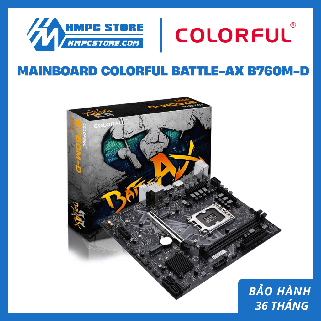 Bo mạch chủ - Mainboard Colorful BATTLE-AX B760M-D PRO V20 | Intel B760, Socket 1700, M-ATX, 2 khe D