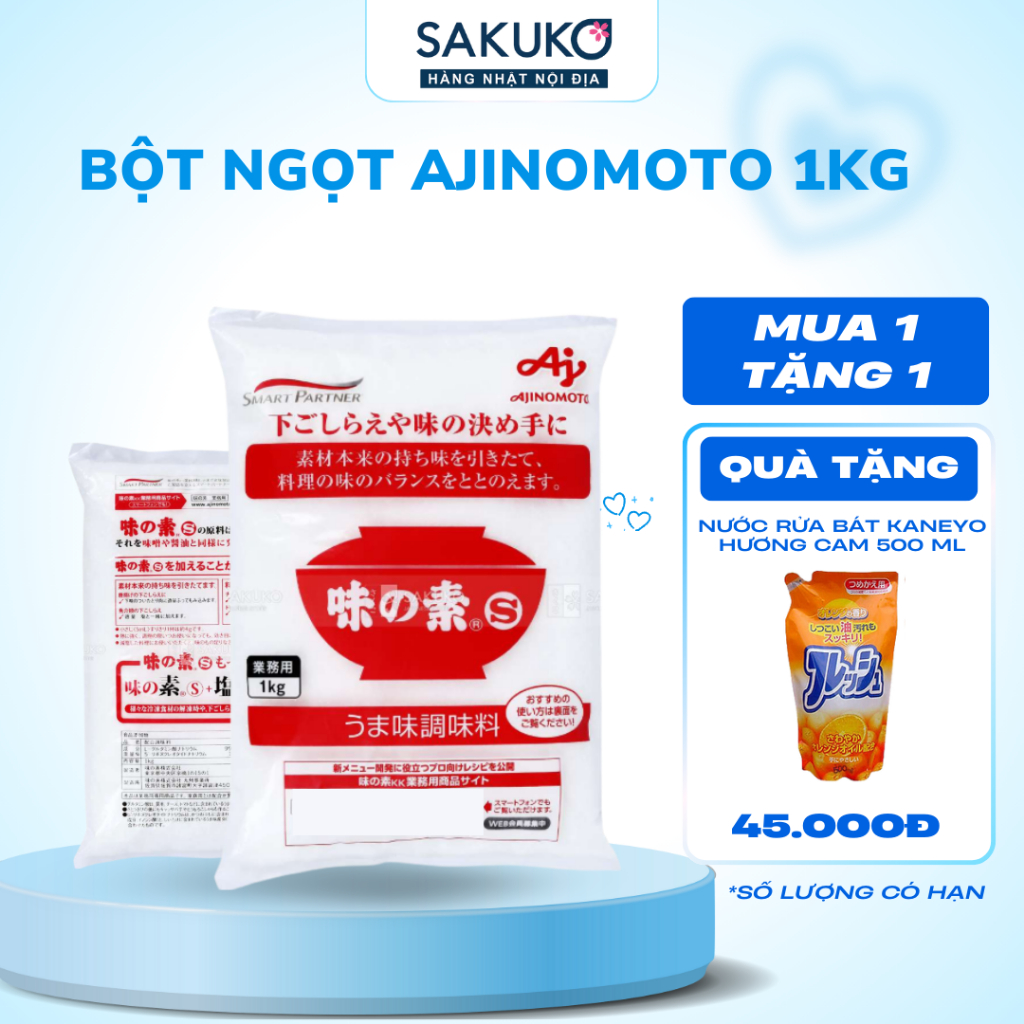 Mì Chính Ajinomoto 1Kg, Bột Ngọt Ajinomoto 1Kg Chuẩn Nội Địa Nhật SAKUKO