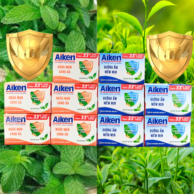 Combo 5 Xà Bông Cục Sạch Khuẩn Aiken 120g