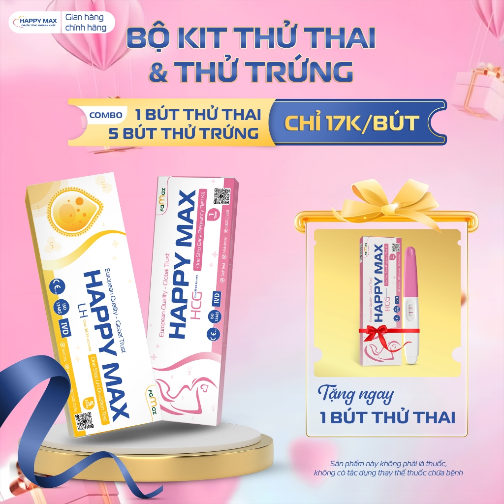 [FAMAX] Bộ Bút Thử Thai Và Thử Rụng Trứng HAPPYMAX   Nhanh Chính Xác, Dễ Dùng