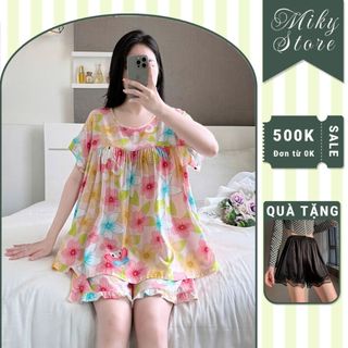  Đồ Ngủ Nữ Tole Lanh Tay Cánh Dơi BIGSIZE MIKY Đồ Ngủ Tiểu Thư Tone Đùi cao cấp mềm mại cute < 75KG 