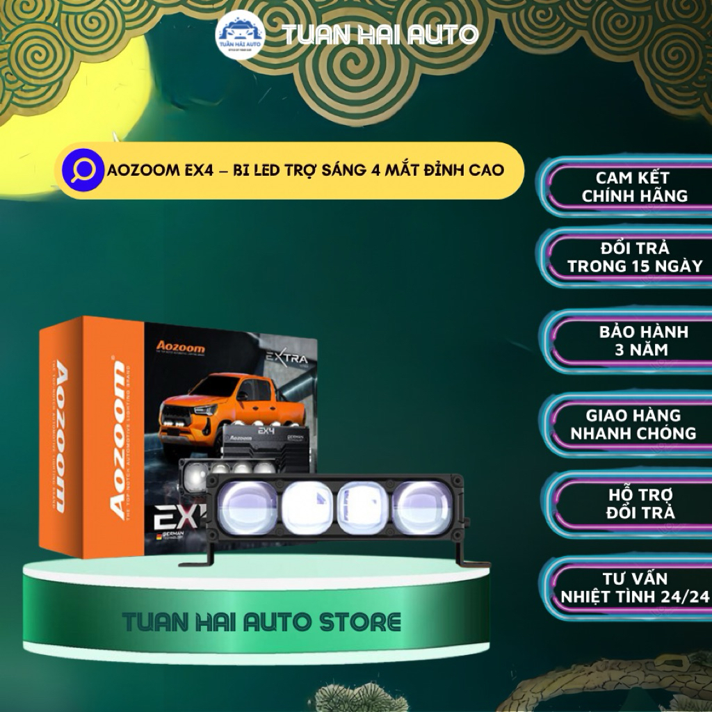 ĐÈN TRỢ SÁNG AOZOOM EX4 – Bi LED Trợ Sáng 4 Mắt Đỉnh Cao