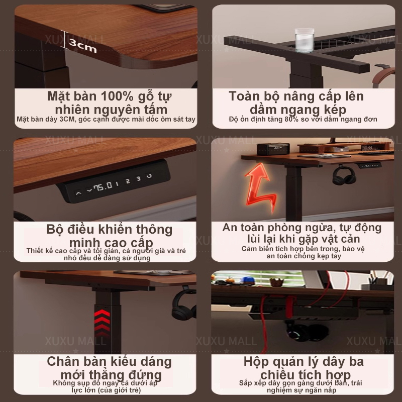 Bàn Làm Việc Nâng Hạ Điện Đa Năng 2in1 Bàn Gaming&Học Tập Chống Đau Lưng Mặt Gỗ Tự Nhiên (Tặng Kèm) | BigBuy360 - bigbuy360.vn