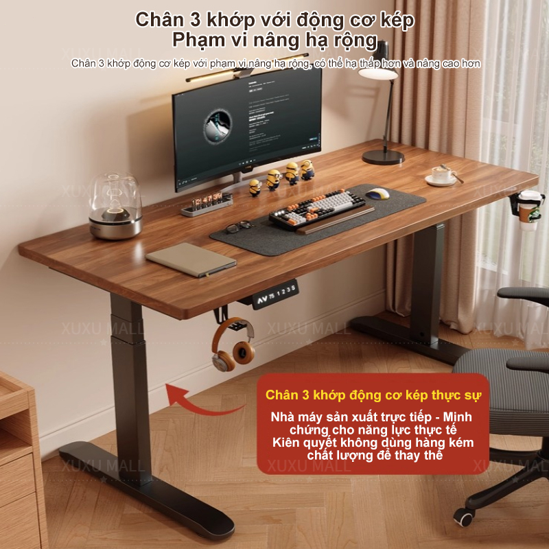 Bàn Làm Việc Nâng Hạ Điện Đa Năng 2in1 Bàn Gaming&Học Tập Chống Đau Lưng Mặt Gỗ Tự Nhiên (Tặng Kèm) | BigBuy360 - bigbuy360.vn
