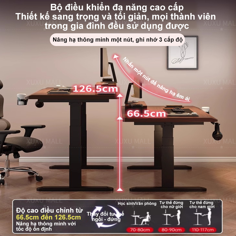 Bàn Làm Việc Nâng Hạ Điện Đa Năng 2in1 Bàn Gaming&Học Tập Chống Đau Lưng Mặt Gỗ Tự Nhiên (Tặng Kèm) | BigBuy360 - bigbuy360.vn